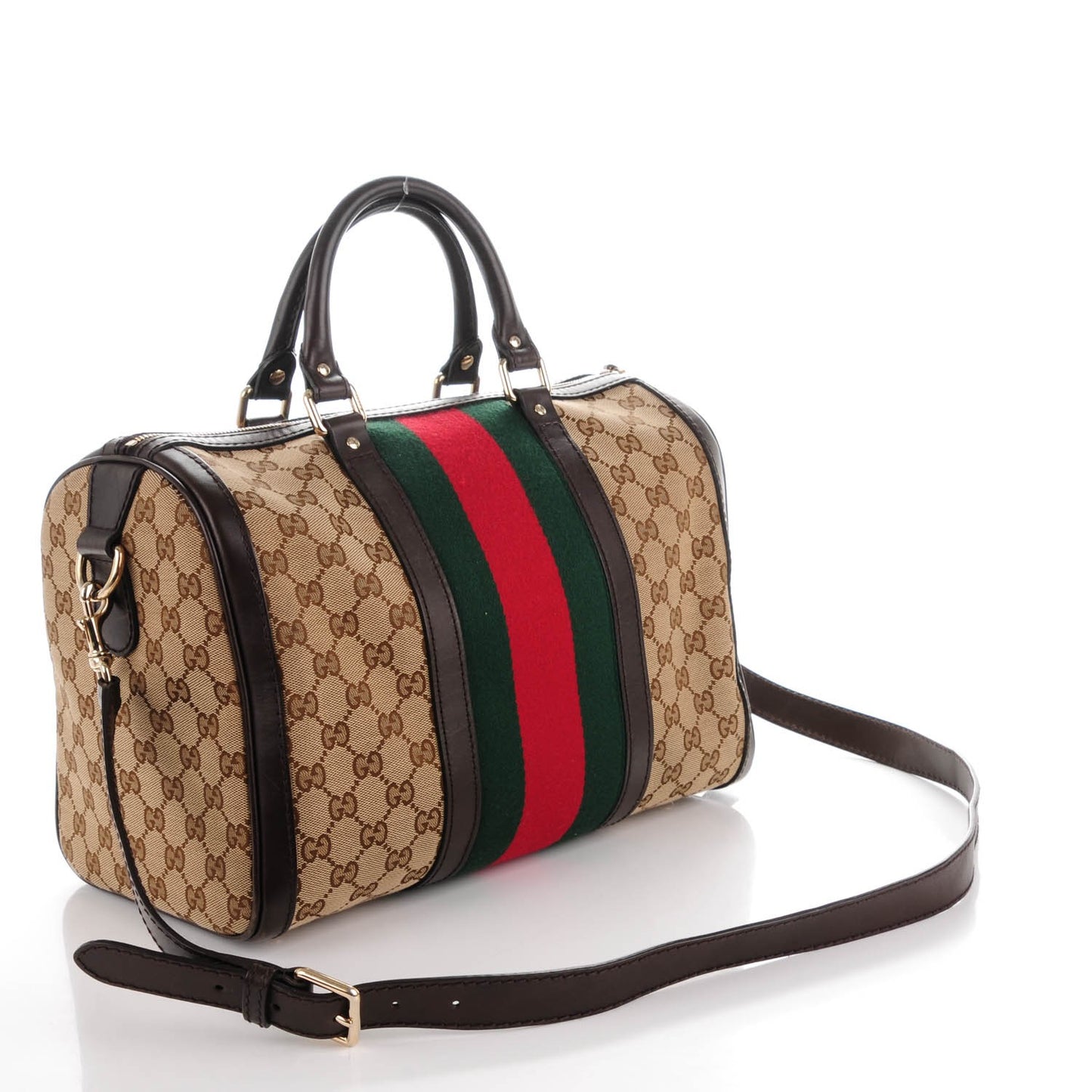 Monogram Vintage Web Medium Boston Dark Brown