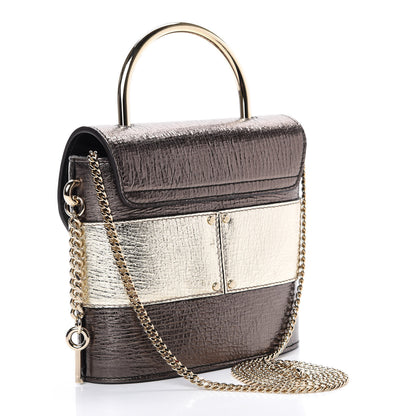 Chloe Metallic Crinkled Lambskin Shiny Calfskin Small Aby Lock Silver Gold 2 of 10