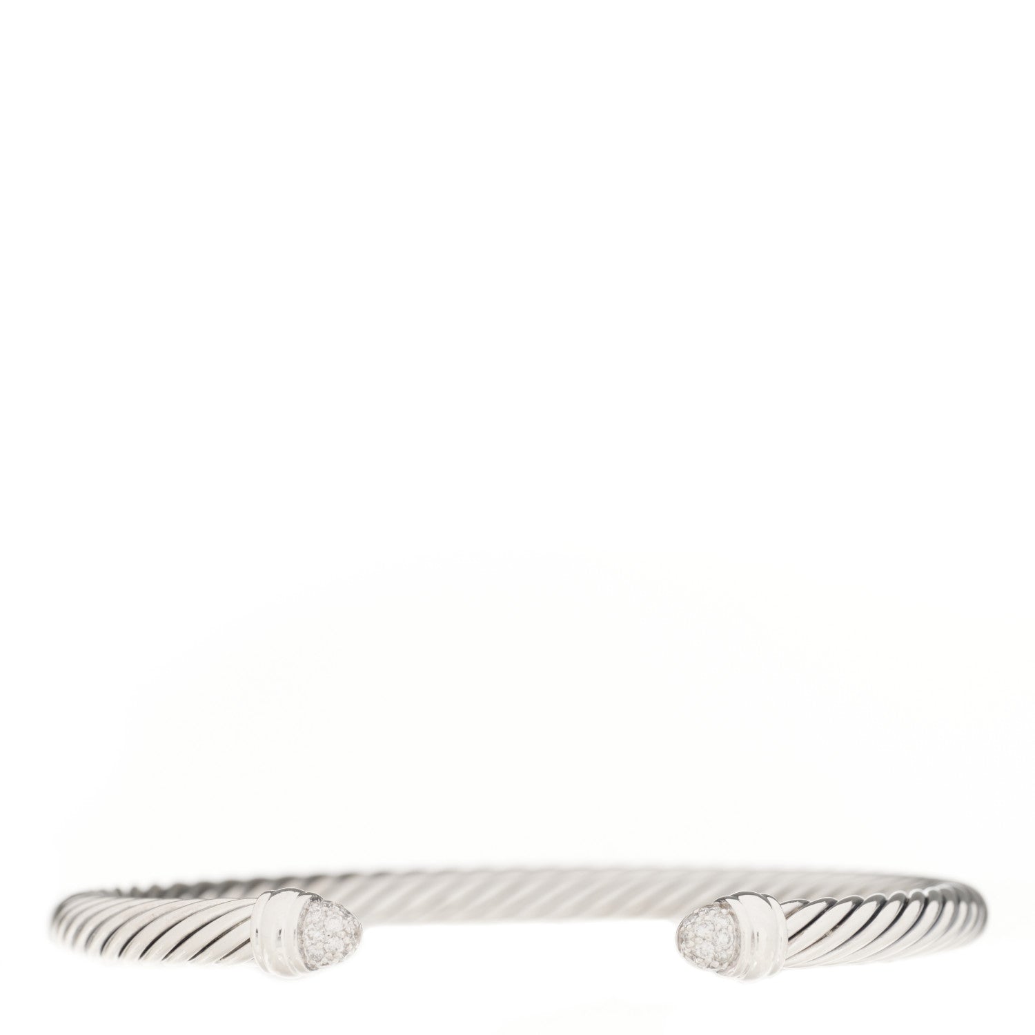 David Yurman Sterling Silver Pave Diamond 5mm Cable Classics Bracelet 1 of 3