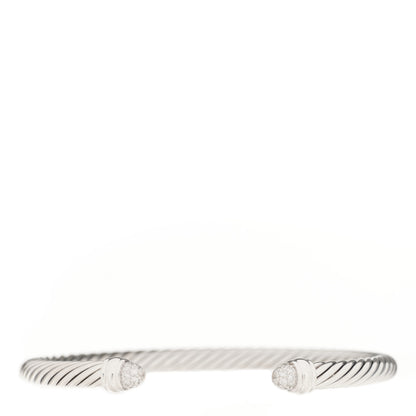 David Yurman Sterling Silver Pave Diamond 5mm Cable Classics Bracelet 1 of 3