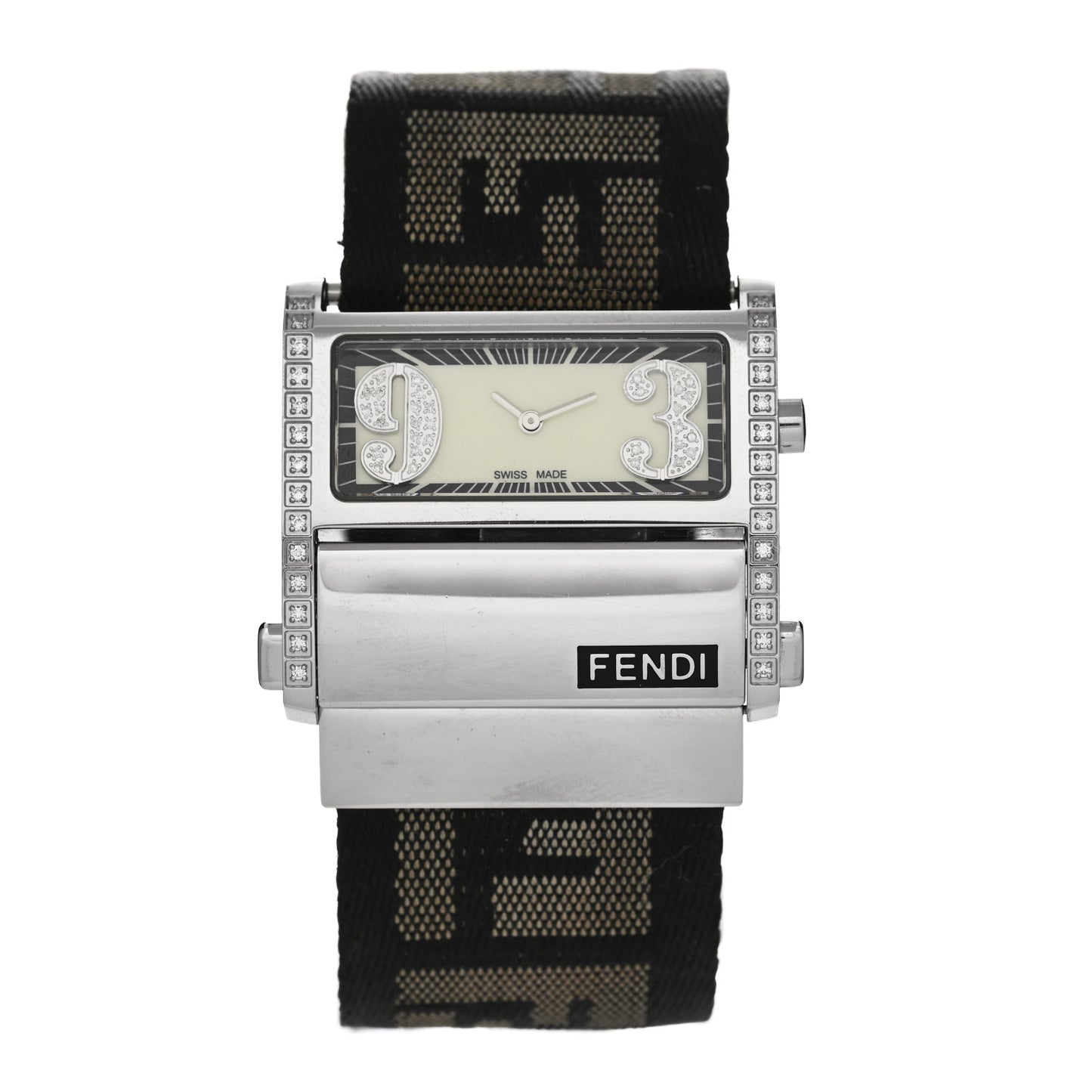 Stainless Steel Canvas Diamond 38mm Zip Code Quartz Watch