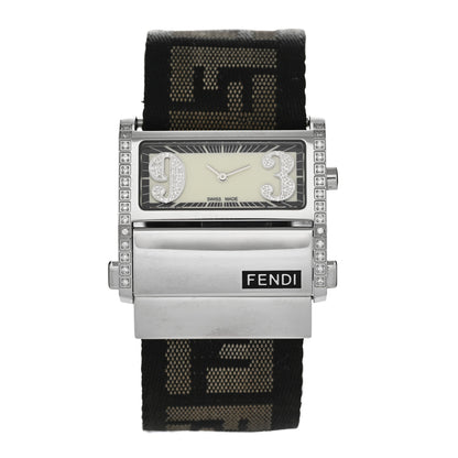 Fendi Stainless Steel Canvas Diamond 38mm Zip Code Quartz Watch 1 of 5