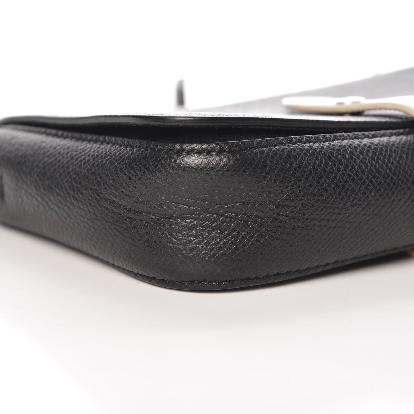 Grained Calfskin Strap Clutch Black