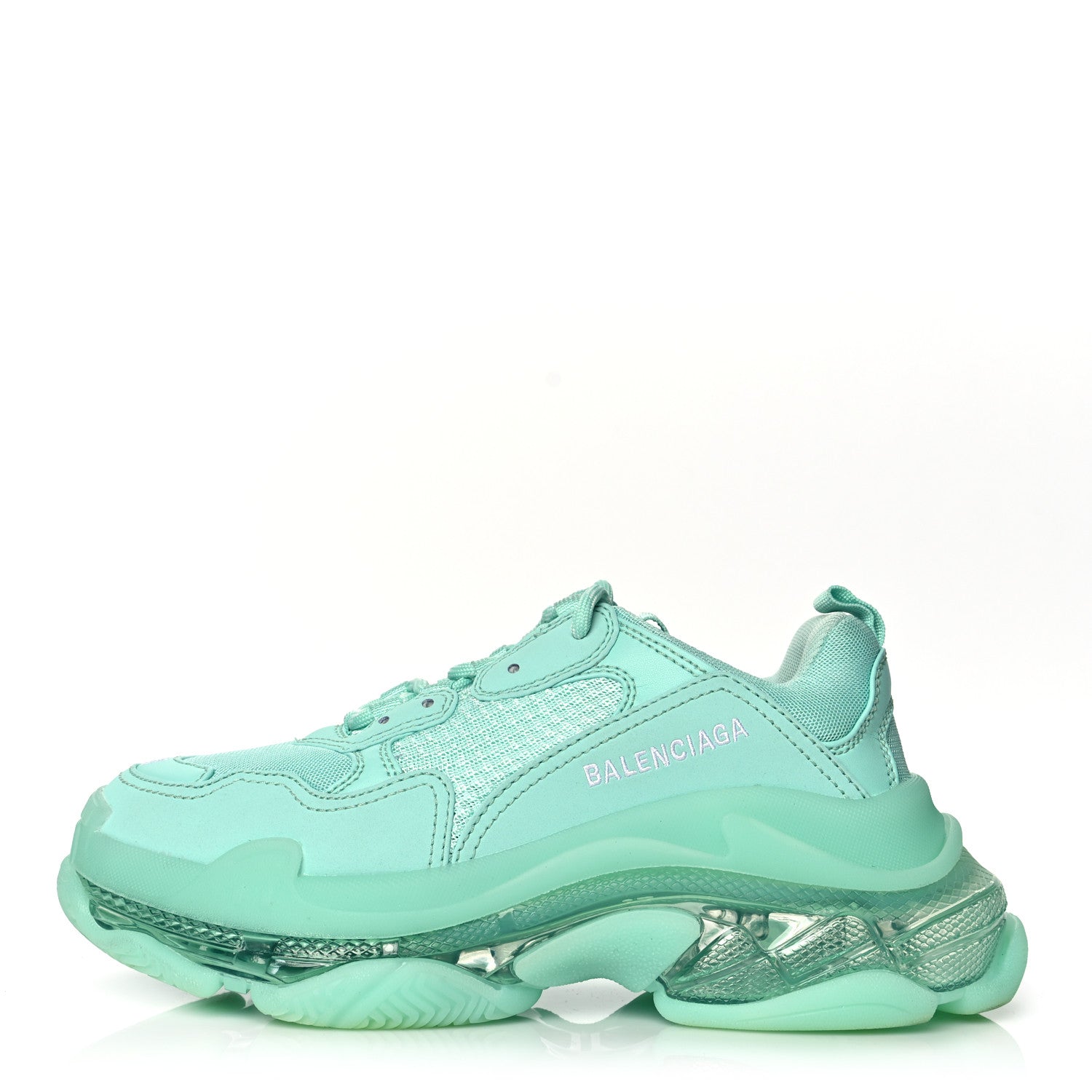 Balenciaga Fabric Mesh Clear Sole Womens Triple S Sneakers 38 Mint 1 of 7