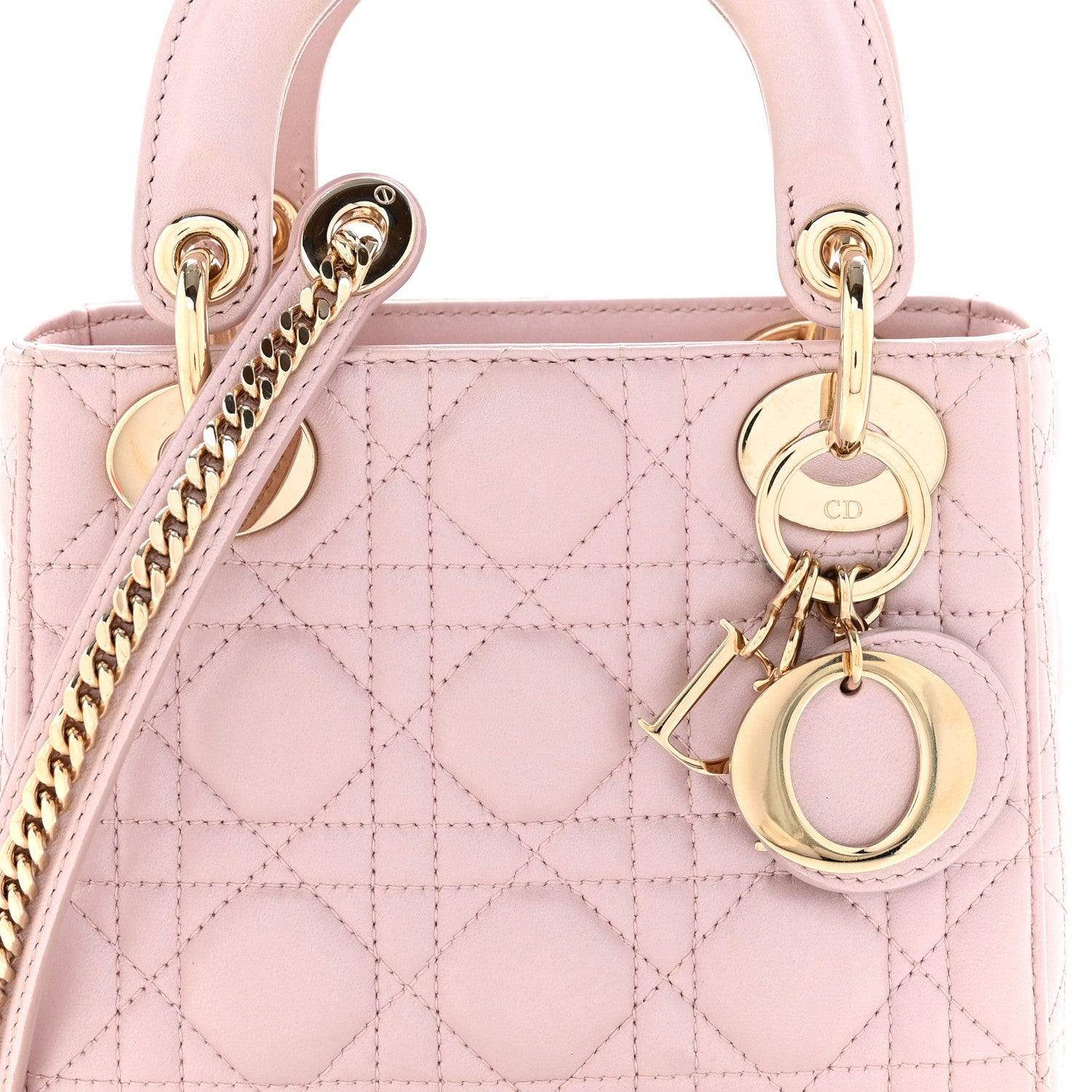 Christian Dior Metallic Lambskin Cannage Mini Lady Dior Lotus 7 of 9
