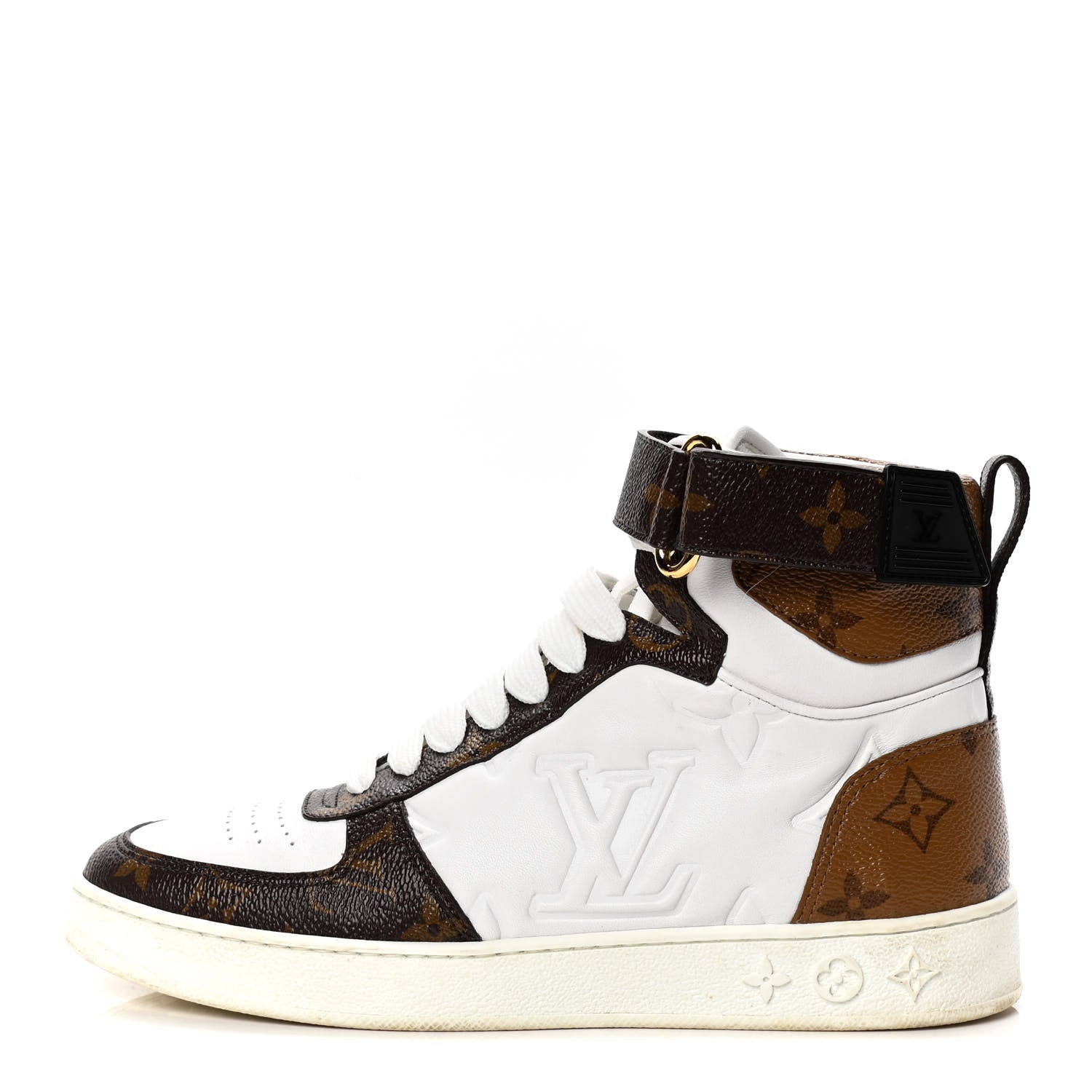 Louis Vuitton Calfskin Monogram Rivoli High Top Sneakers 36.5 White 1 of 4