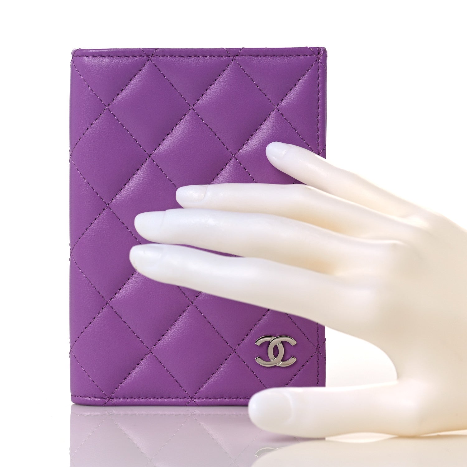Chanel Lambskin Quilted Passport Holder Purple 2 of 9