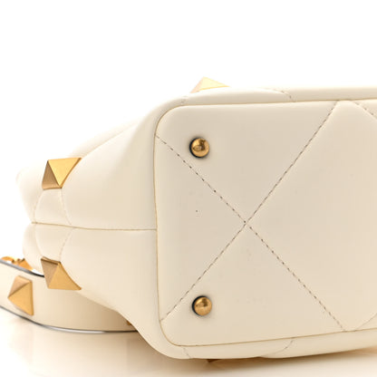 Valentino Garavani Nappa Small Roman Stud The Handle Bag Ivory 9 of 10