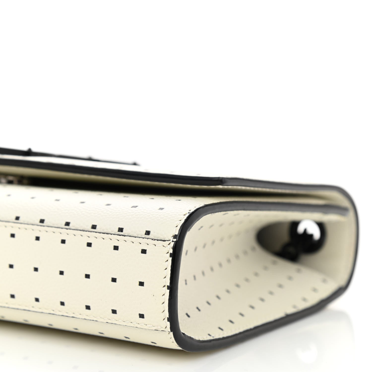 Saint Laurent Grain De Poudre Square Dot Print Small Monogram Kate Satchel White Matte Black 8 of 9