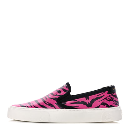 Saint Laurent Nappa Zebra Womens Venice Slip On Sneakers 36 Fuchsia Black 1 of 10