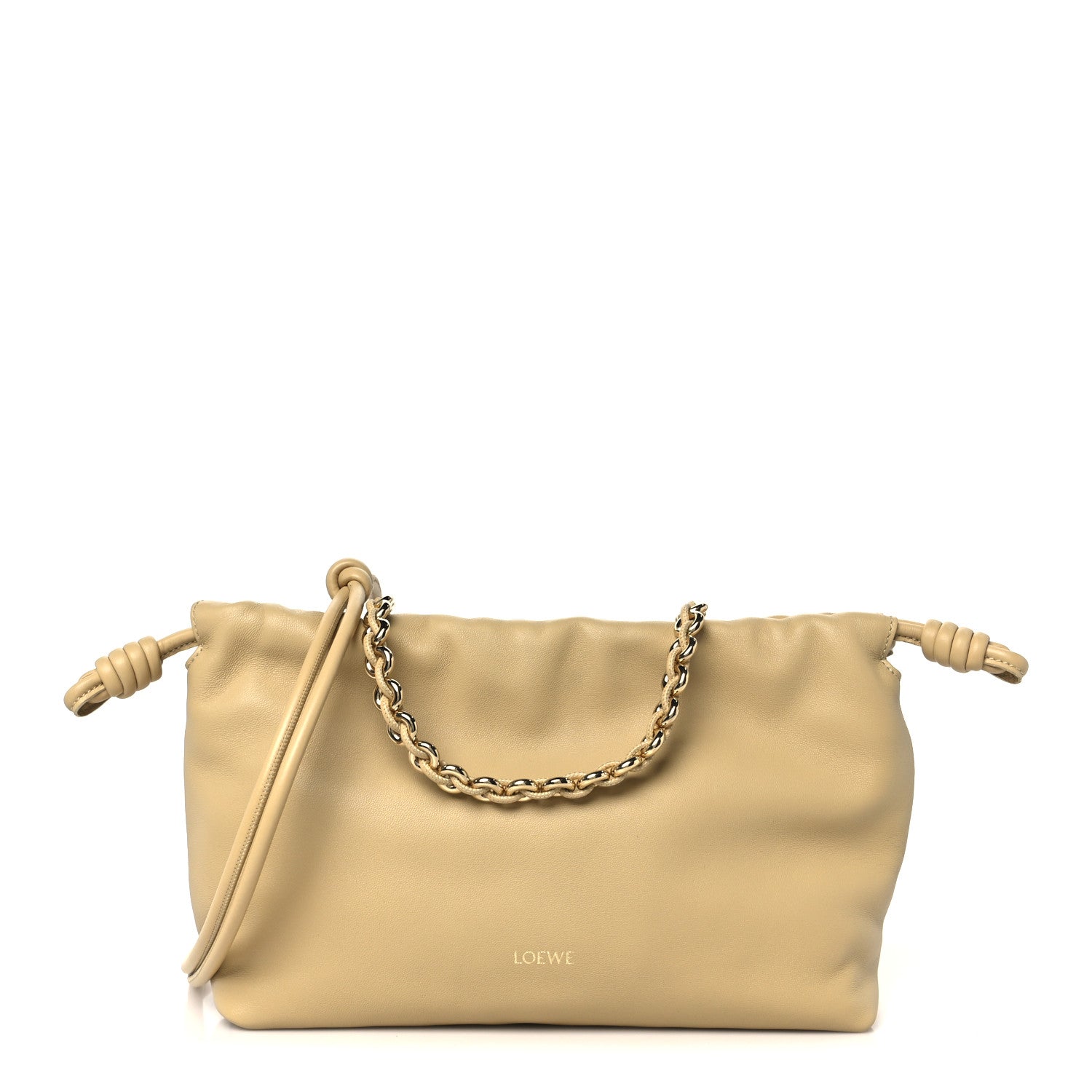 Loewe Mellow Nappa Medium Donut Chain Flamenco Knot Clutch Sahara 1 of 10