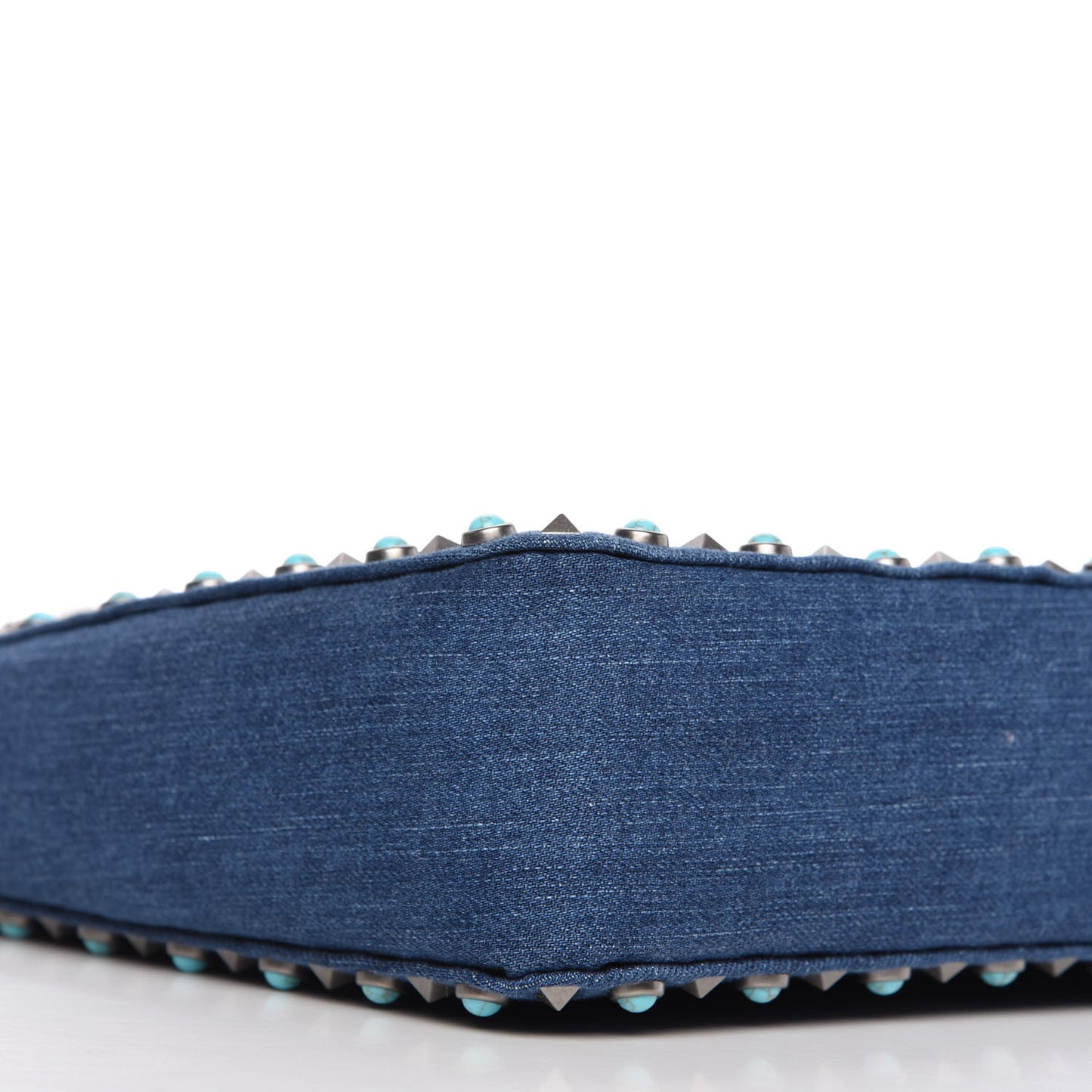 Denim Small Guitar Strap Rockstud Rolling Flip-Lock Messenger Bag Blue