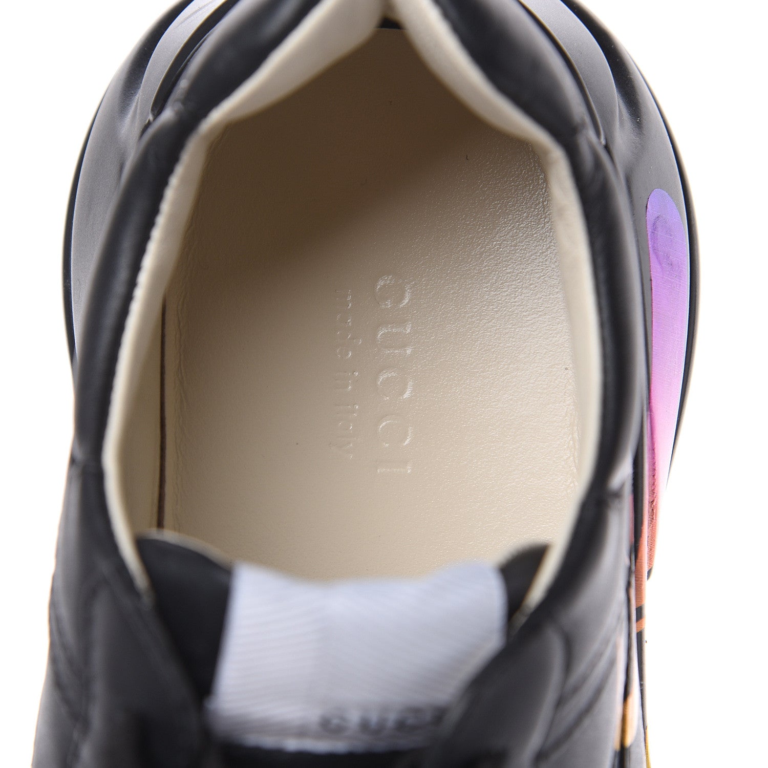 Gucci Calfskin Iridescent Logo Womens Rhyton Sneakers 39 Black 7 of 10