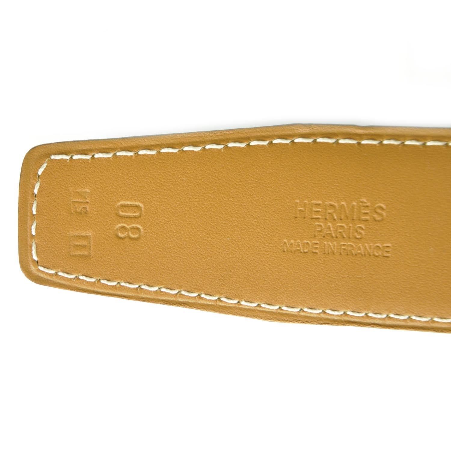 Hermes Epsom Chamonix Reversible Belt Strap 80 Blue Jean and Gold 3 of 3