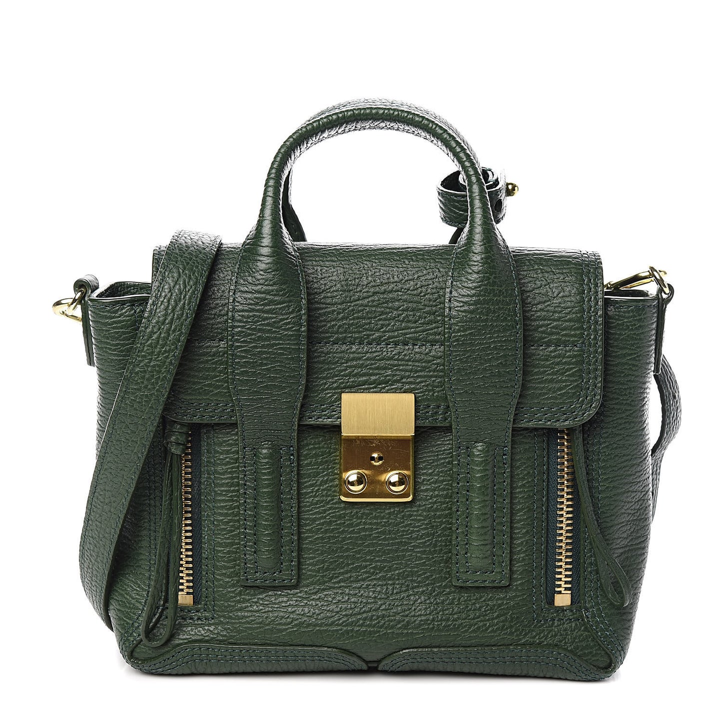 3.1 Textured Calfskin Mini Pashli Satchel Jade