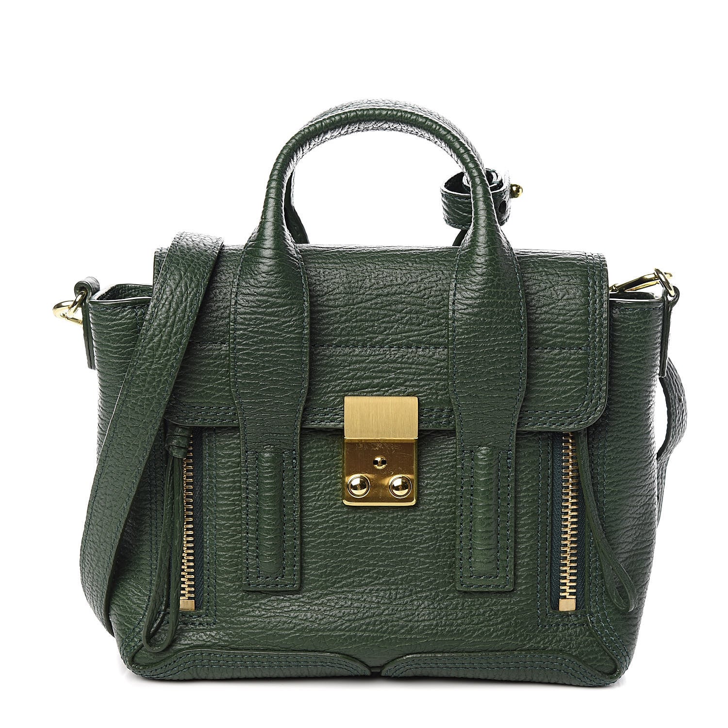 3.1 Phillip Lim 3.1 Textured Calfskin Mini Pashli Satchel Jade 1 of 11