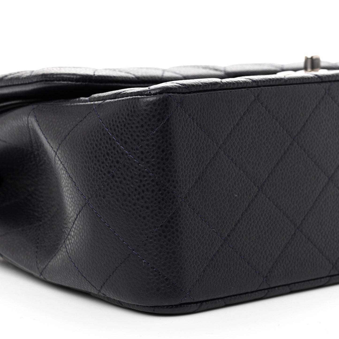 Caviar Quilted Jumbo Double Flap Navy Blue