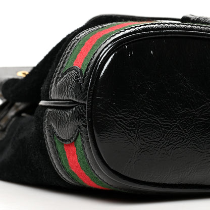 Gucci Suede Patent Web Small Ophidia Bucket Bag Black 9 of 10
