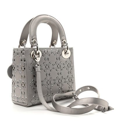 Christian Dior Satin Crystal Cannage Mini Lady Dior Gray 3 of 8