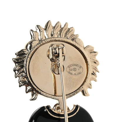 Chanel Enamel Crystal Pearl CC Lion Brooch Black White 3 of 3
