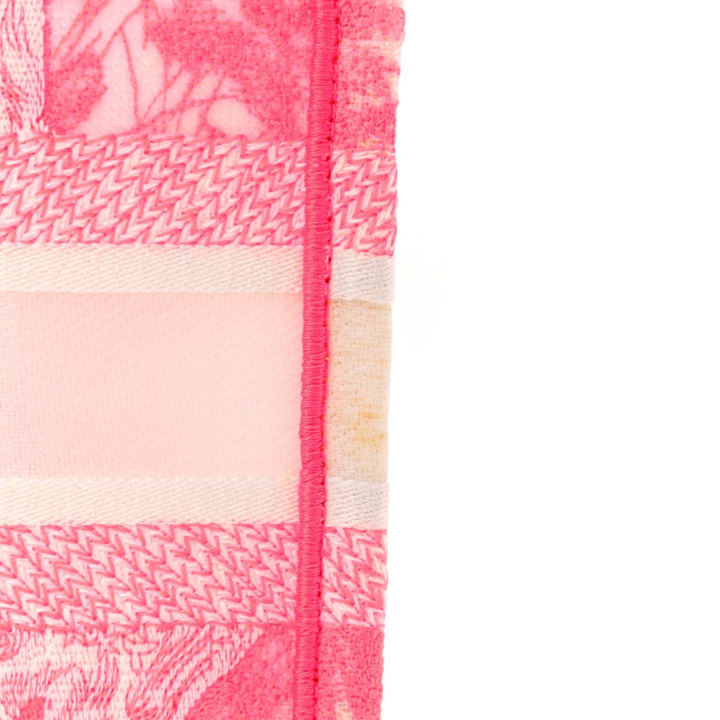 Transparent Canvas Embroidered Small Toile De Jouy Reverse Book Tote Fluorescent Pink