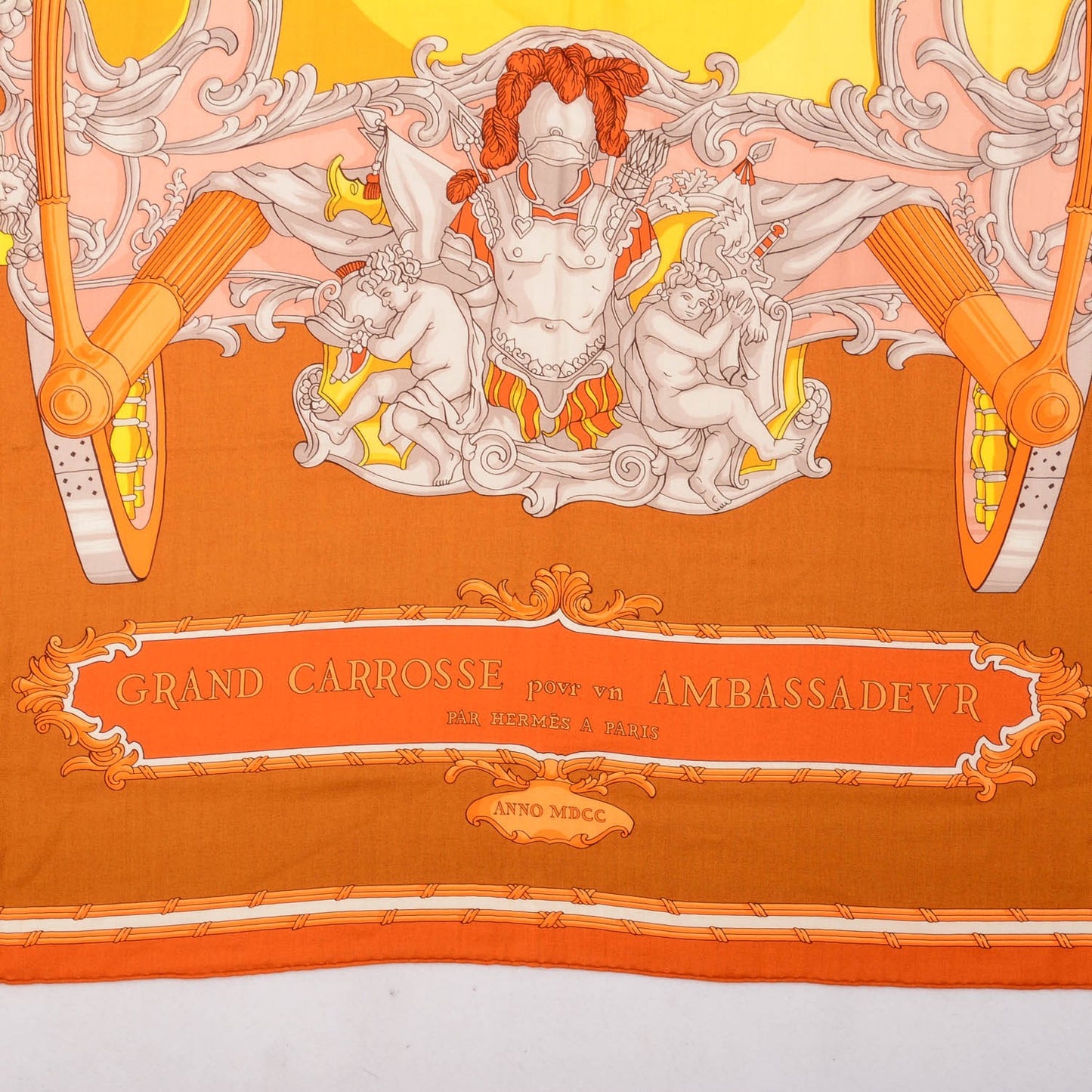 Cashmere Silk Grand Carrosse Shawl 140 Caramel Jaune Potiron
