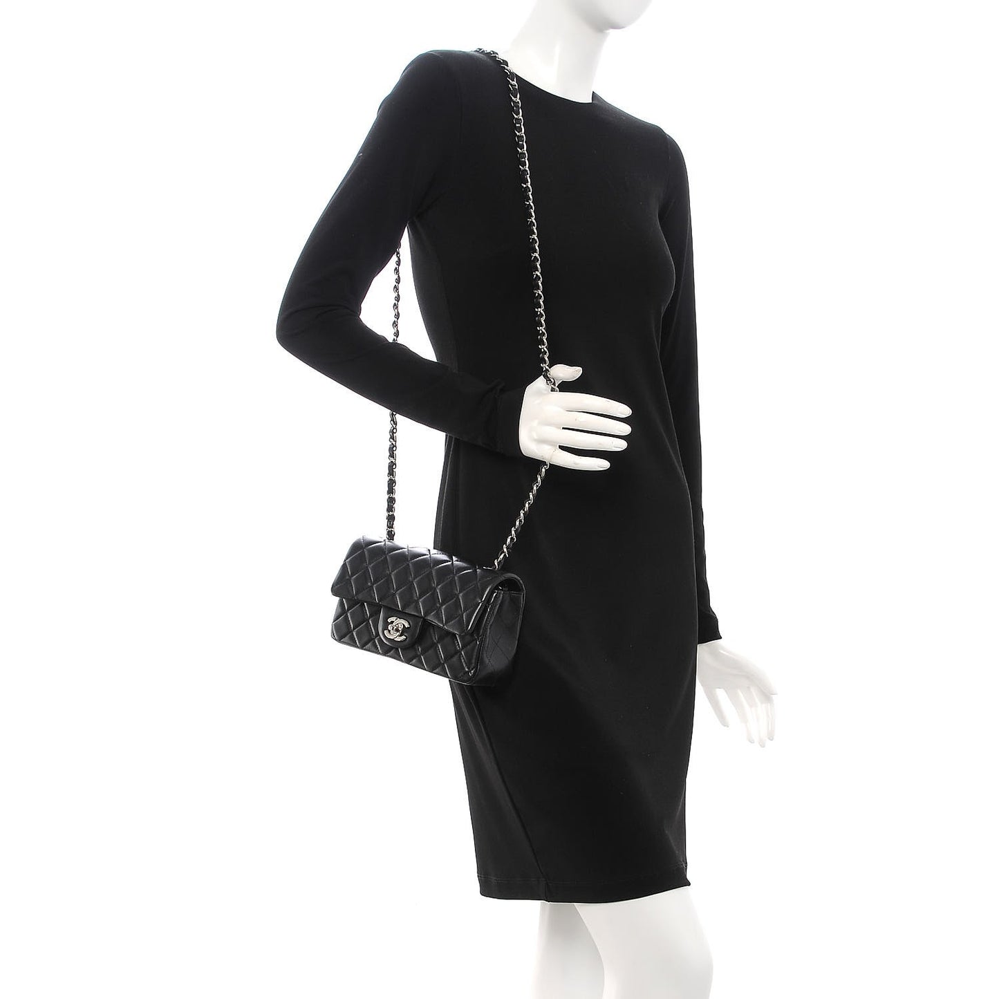 Lambskin Quilted Mini Rectangular Flap Black