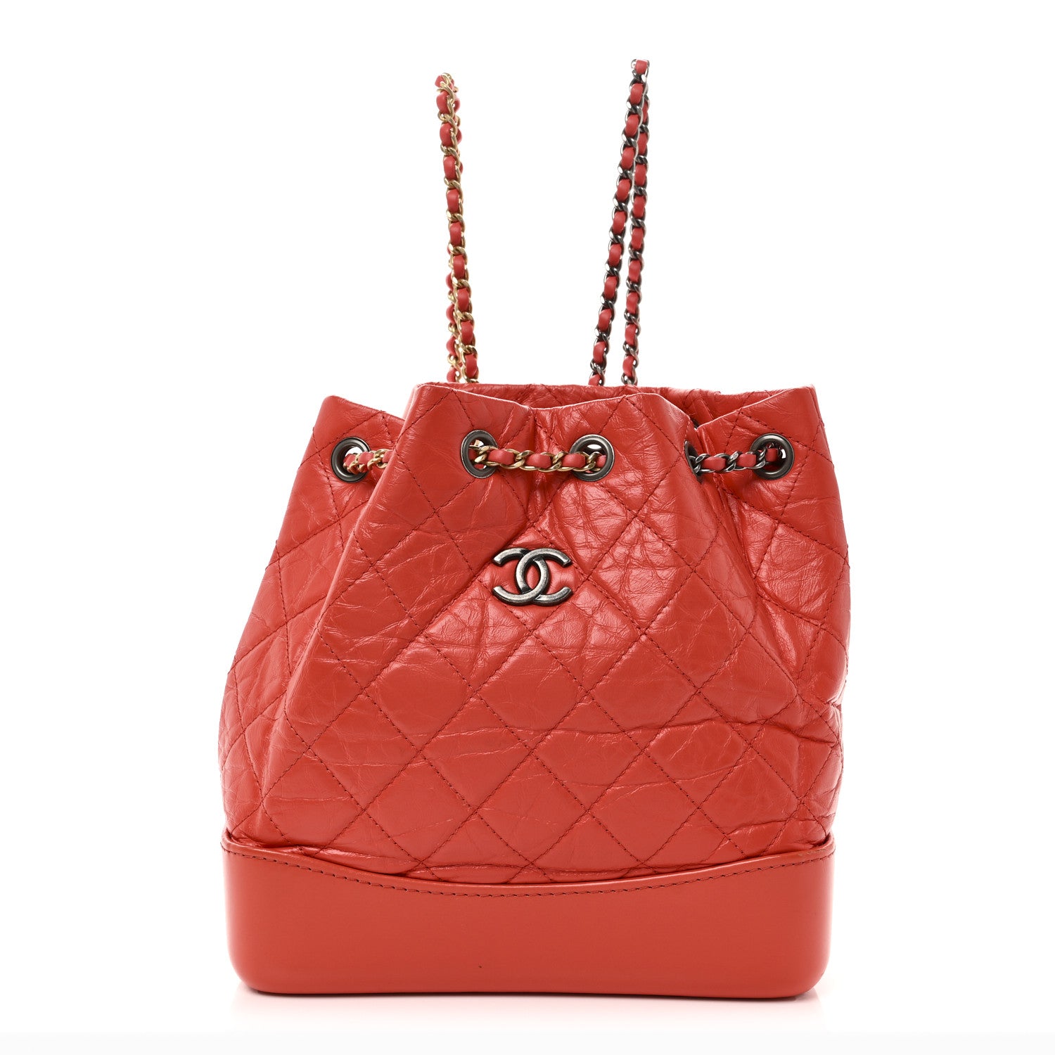 Chanel Aged Calfskin Quilted Small Gabrielle Backpack Orange 1 of 10