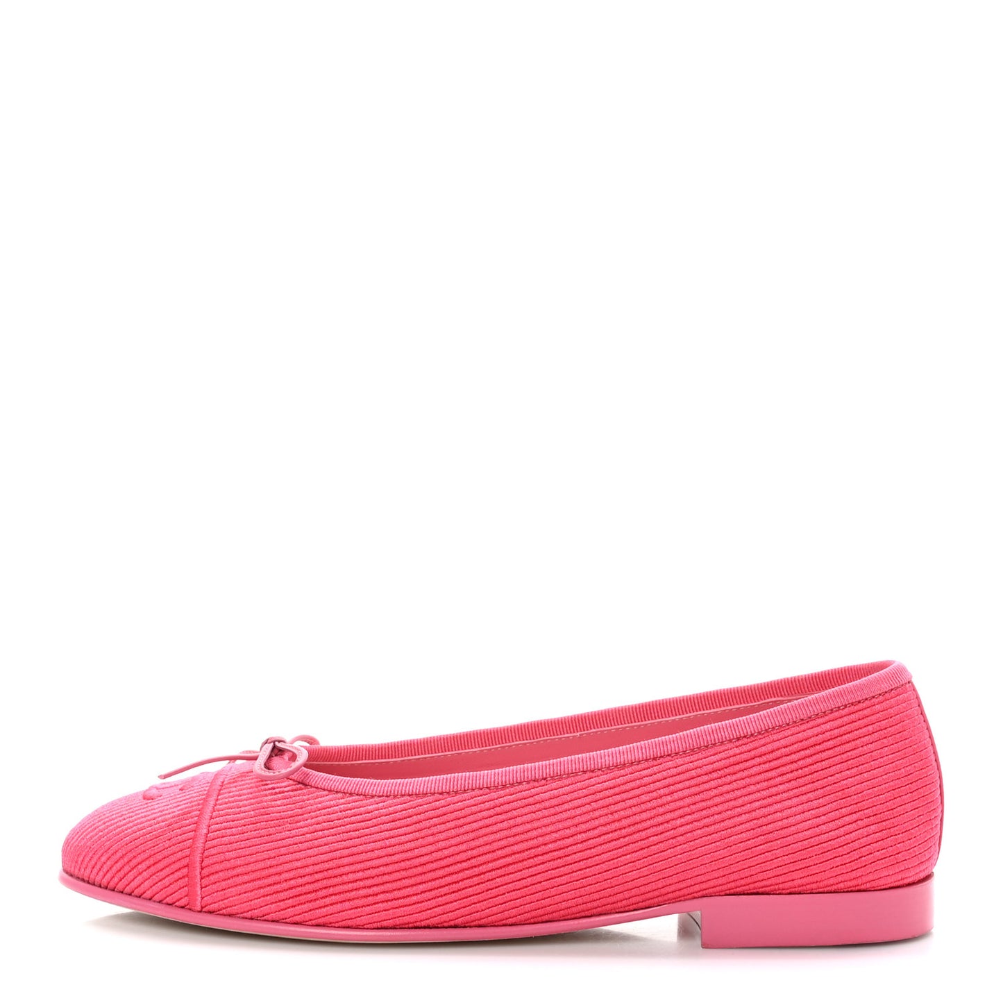 Embroidered Fabric Cap Toe CC Ballerina Flats 38.5 Dark Pink