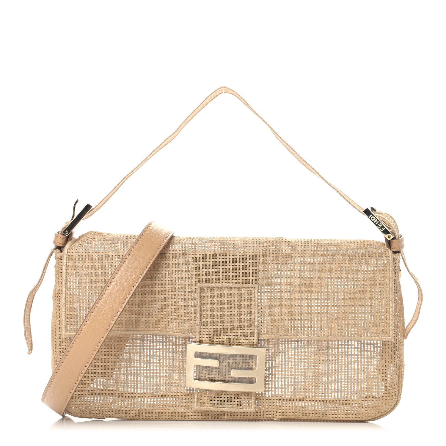 Fendi Cotton Lambskin Baguette With Embroidery Kit Naturale 1 of 13