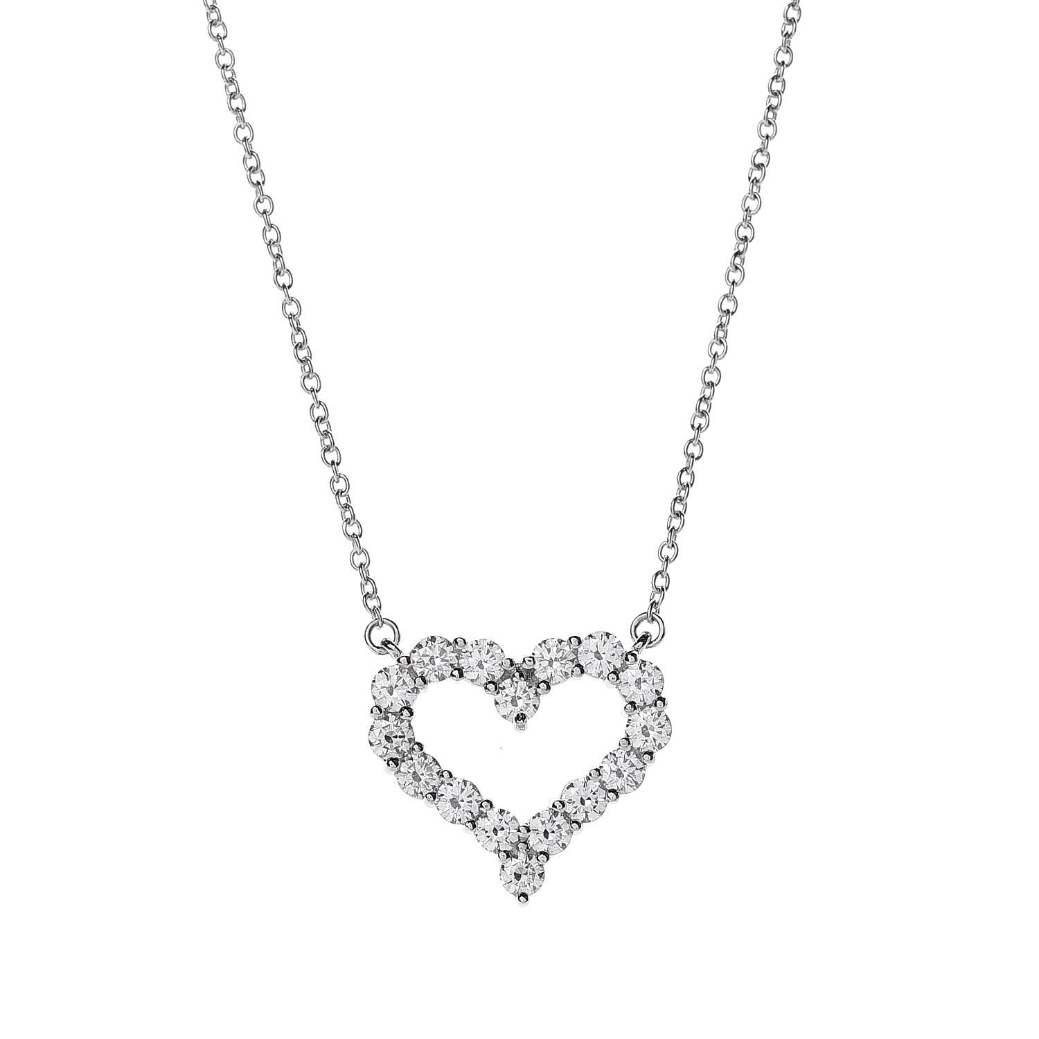 Tiffany Platinum Diamond .72ct Heart Pendant Necklace 4 of 7