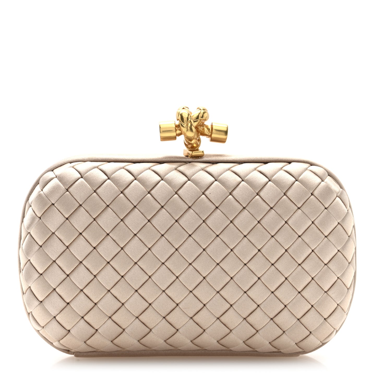 Satin Intrecciato Knot Clutch Nude