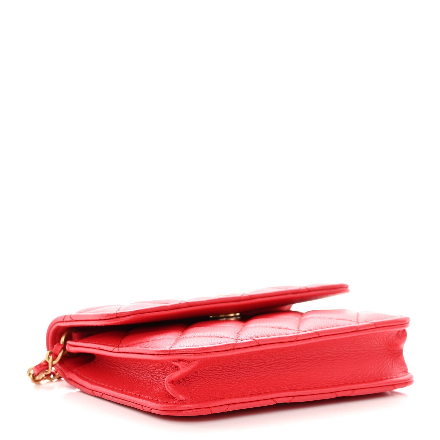 Chanel Lambskin Quilted Pearl Crush Clutch With Chain Red 4 of 13