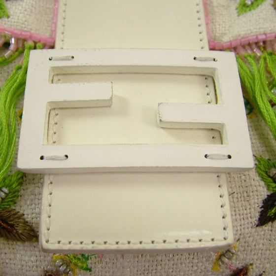 Fendi Toile Beaded Baguette Ivory 6 of 13