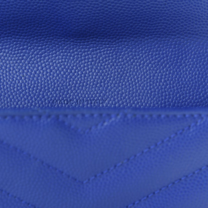 Saint Laurent Grain De Poudre Matelasse Chevron Small Monogram Envelope Wallet Royal Blue 7 of 8