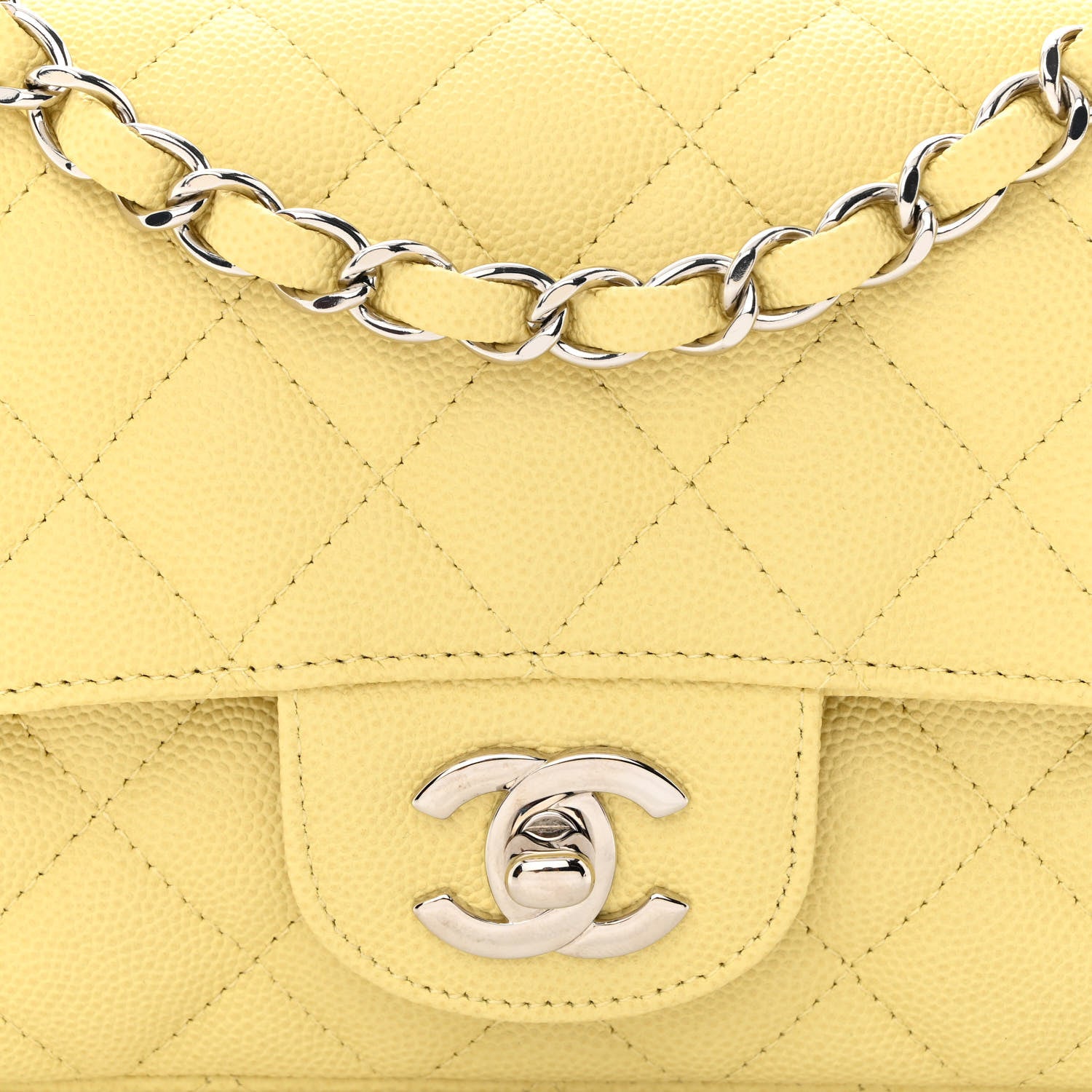 Chanel Caviar Quilted Mini Rectangular Flap Light Yellow 8 of 11
