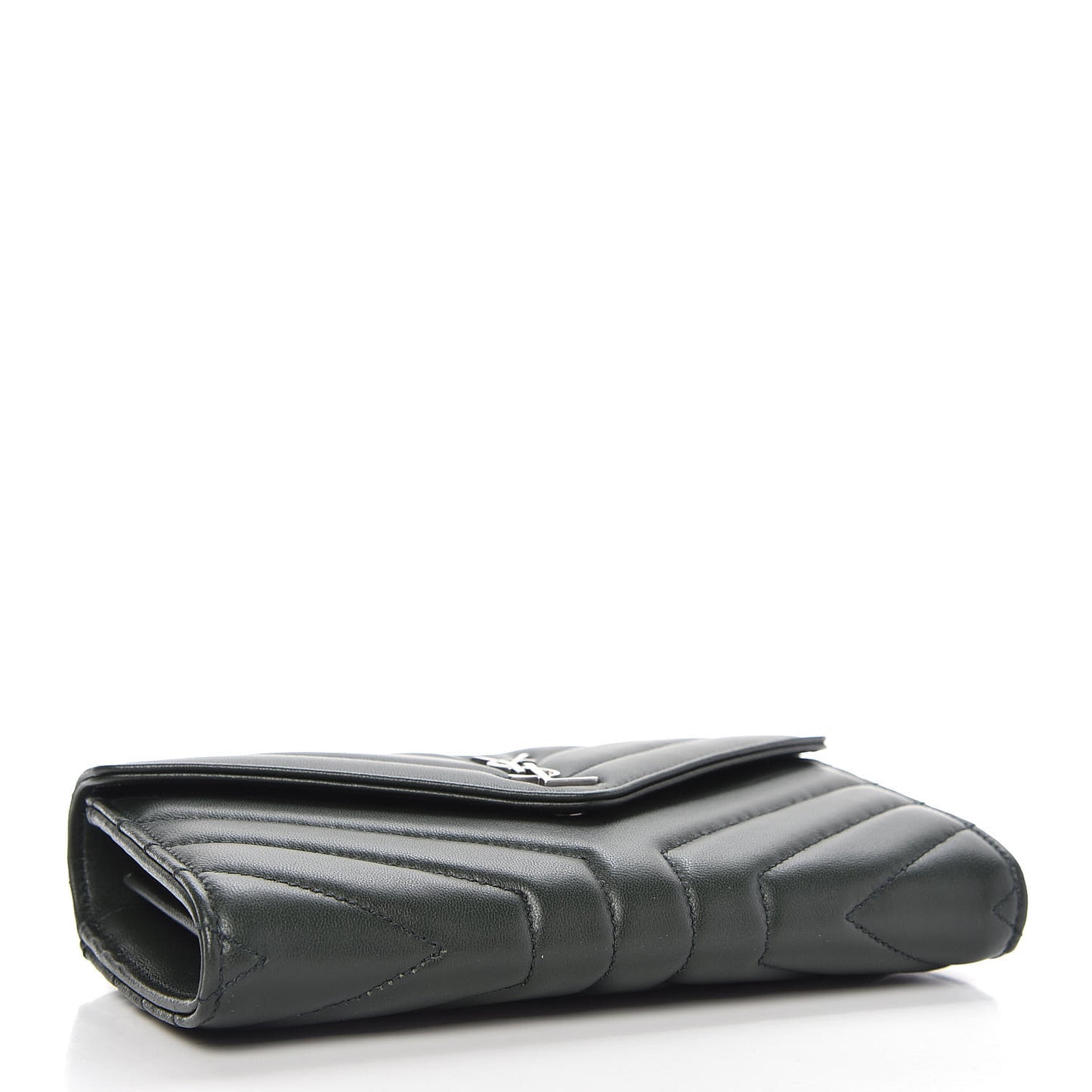 Lambskin Y Quilted Monogram Large Loulou Flap Wallet Olive