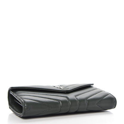 Saint Laurent Lambskin Y Quilted Monogram Large Loulou Flap Wallet Olive 4 of 10