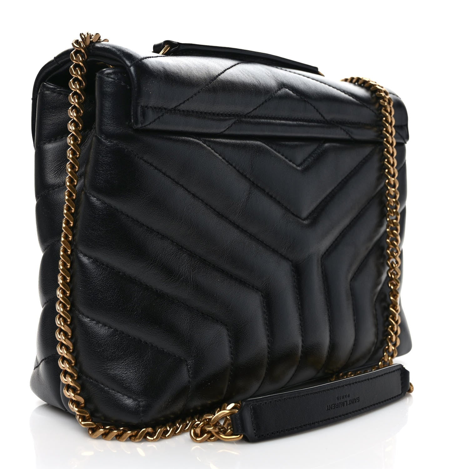 Saint Laurent Calfskin Y Quilted Monogram Small Loulou Chain Satchel Black 3 of 11