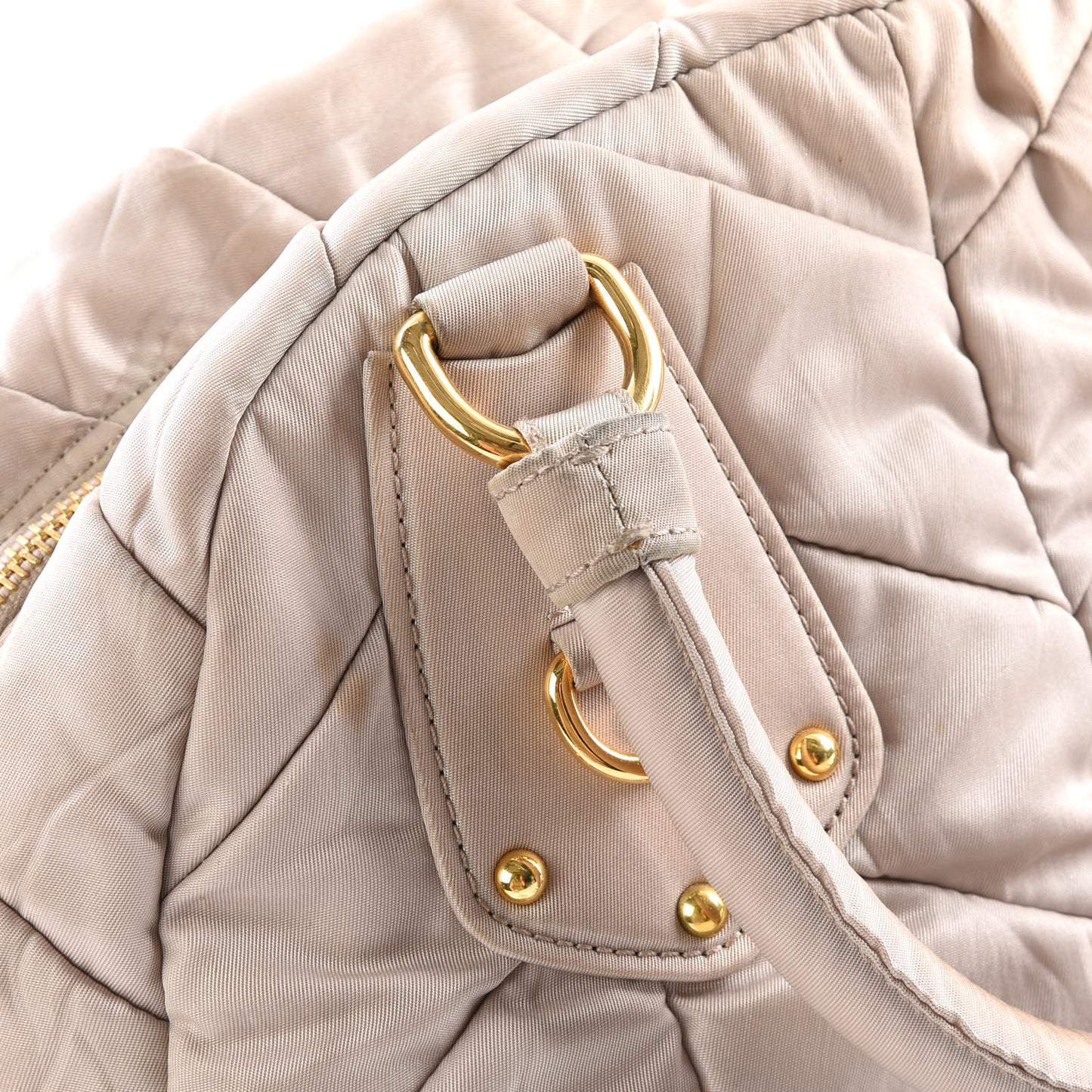 Tessuto Nylon Chevron Quilted Dome Satchel Alluminio