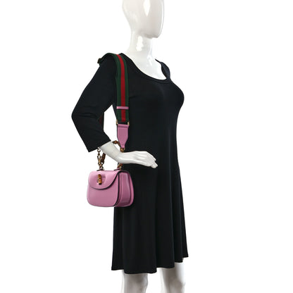 Gucci Boarded Dyana Lux Calfskin Web Small Bamboo 1947 Top Handle Bag Nice Pink 2 of 9