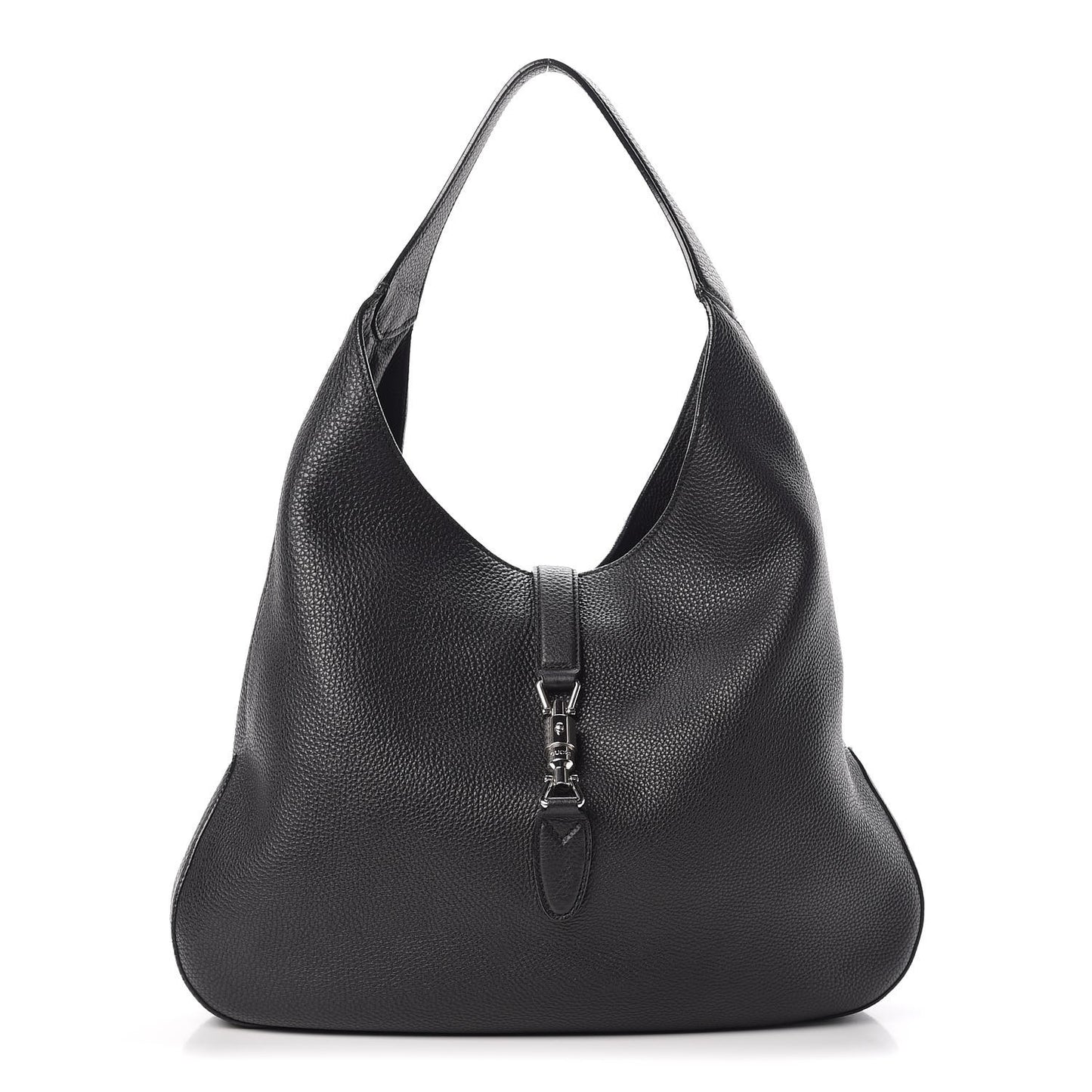 Soft Grained Calfskin Large Jackie Hobo Black
