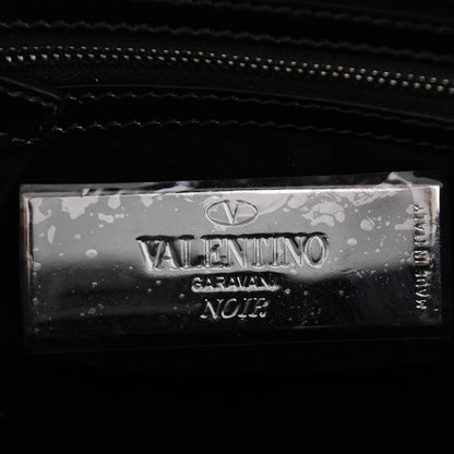 Valentino Garavani Craquele Calfskin Small Rockstud Double Handle Tote Black 6 of 7