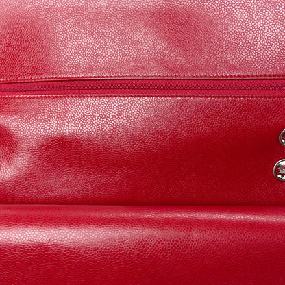 Chanel Caviar Quilted Jumbo Double Flap Red 13 of 15