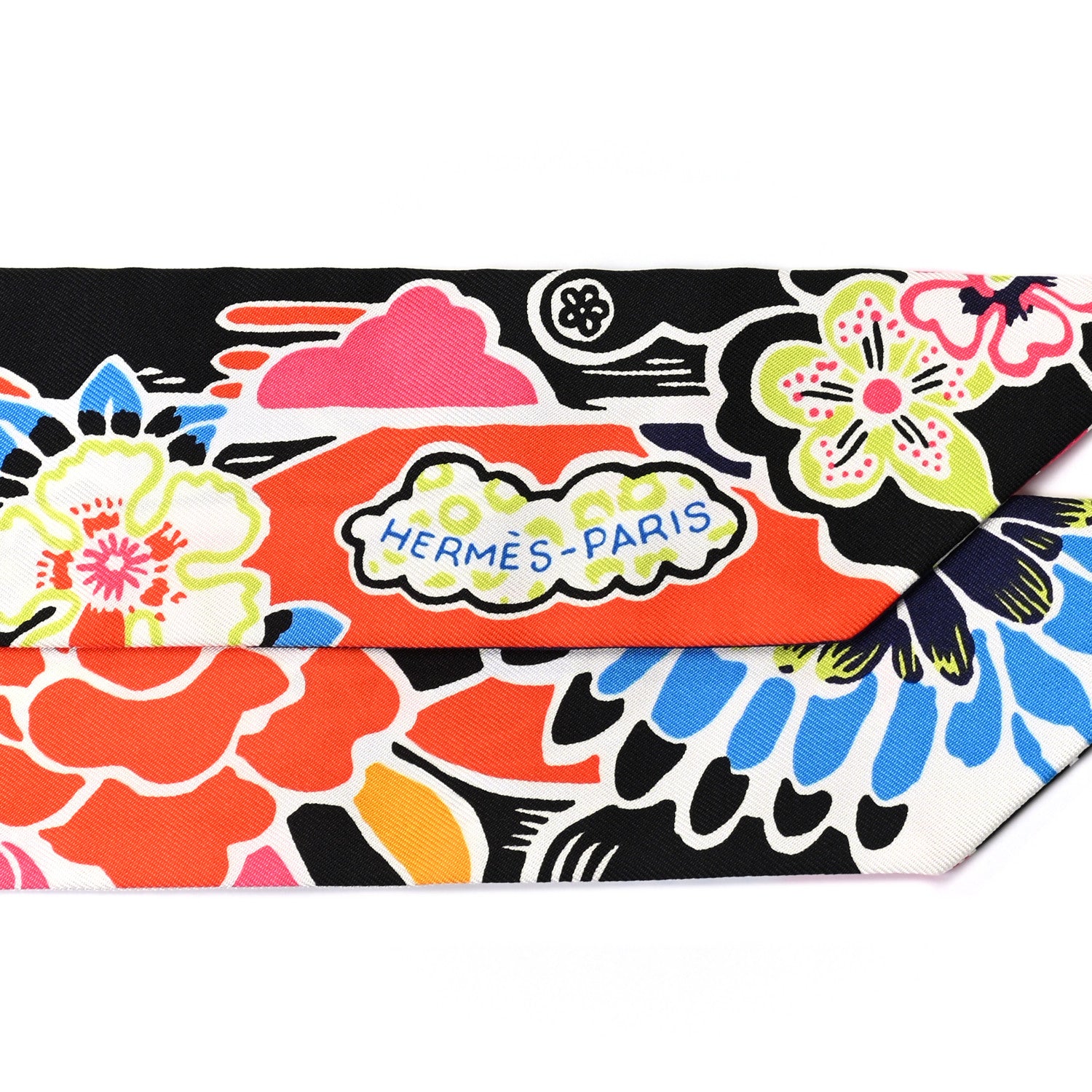 Hermes Silk Bingata Twilly Black Red Multicolor 2 of 4