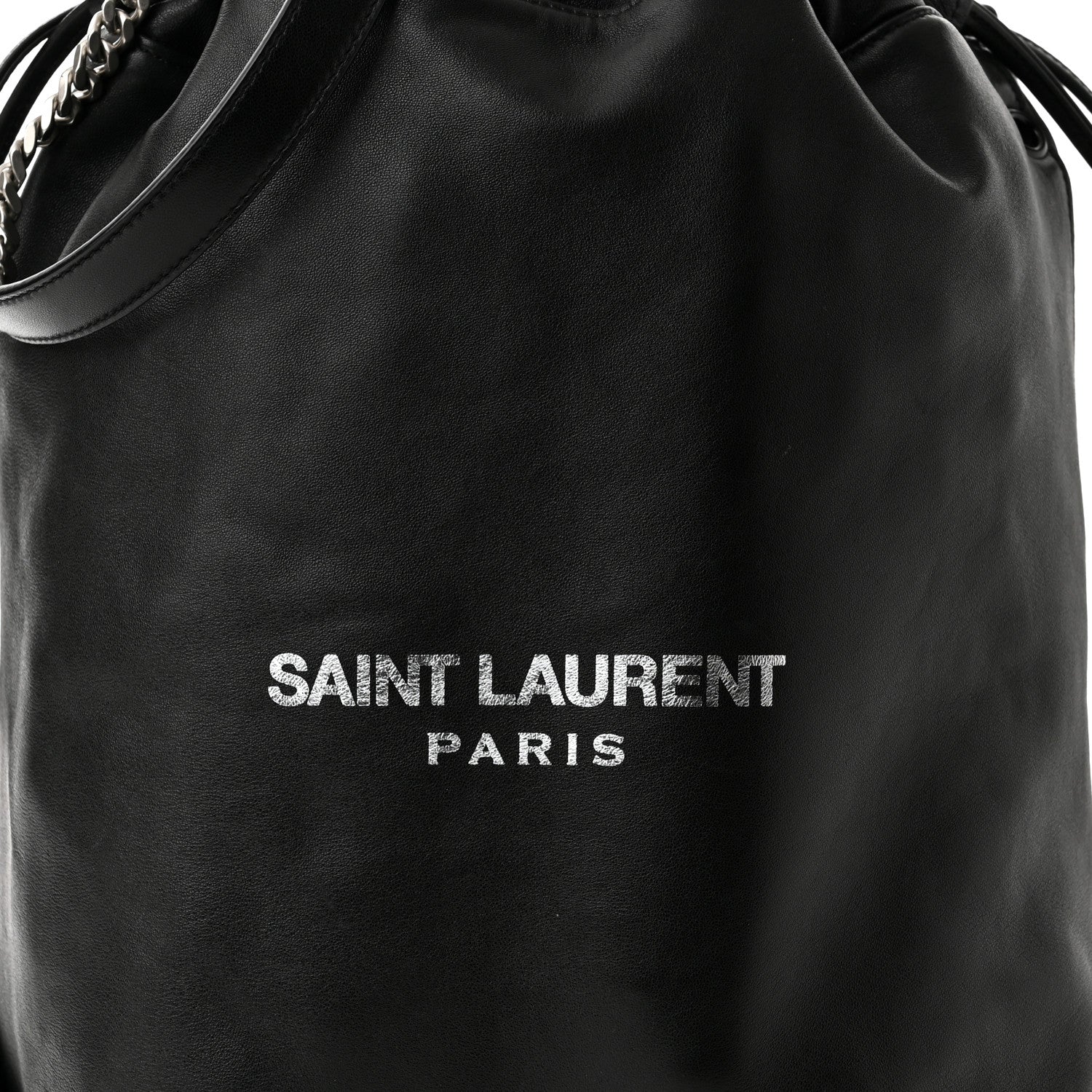 Saint Laurent Lambskin Teddy Drawstring Bag Black 9 of 11
