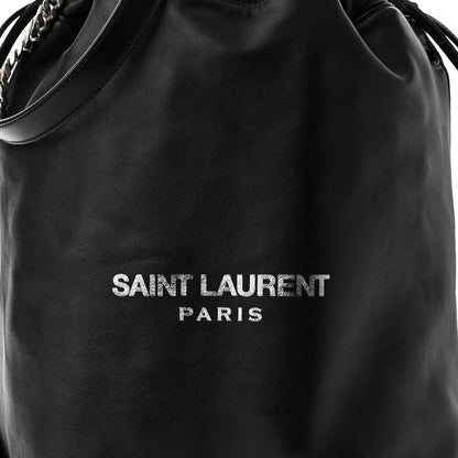 Saint Laurent Lambskin Teddy Drawstring Bag Black 9 of 11