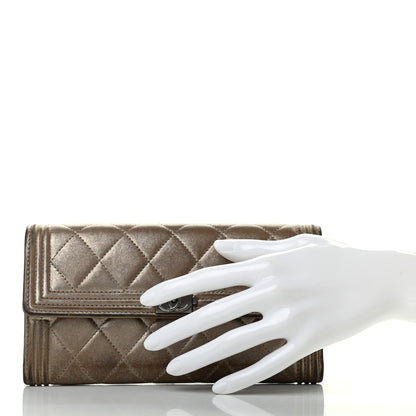 Chanel CHANE Iridescent Calfskin Quilted Boy Flap Wallet Dark Gold 2 of 8