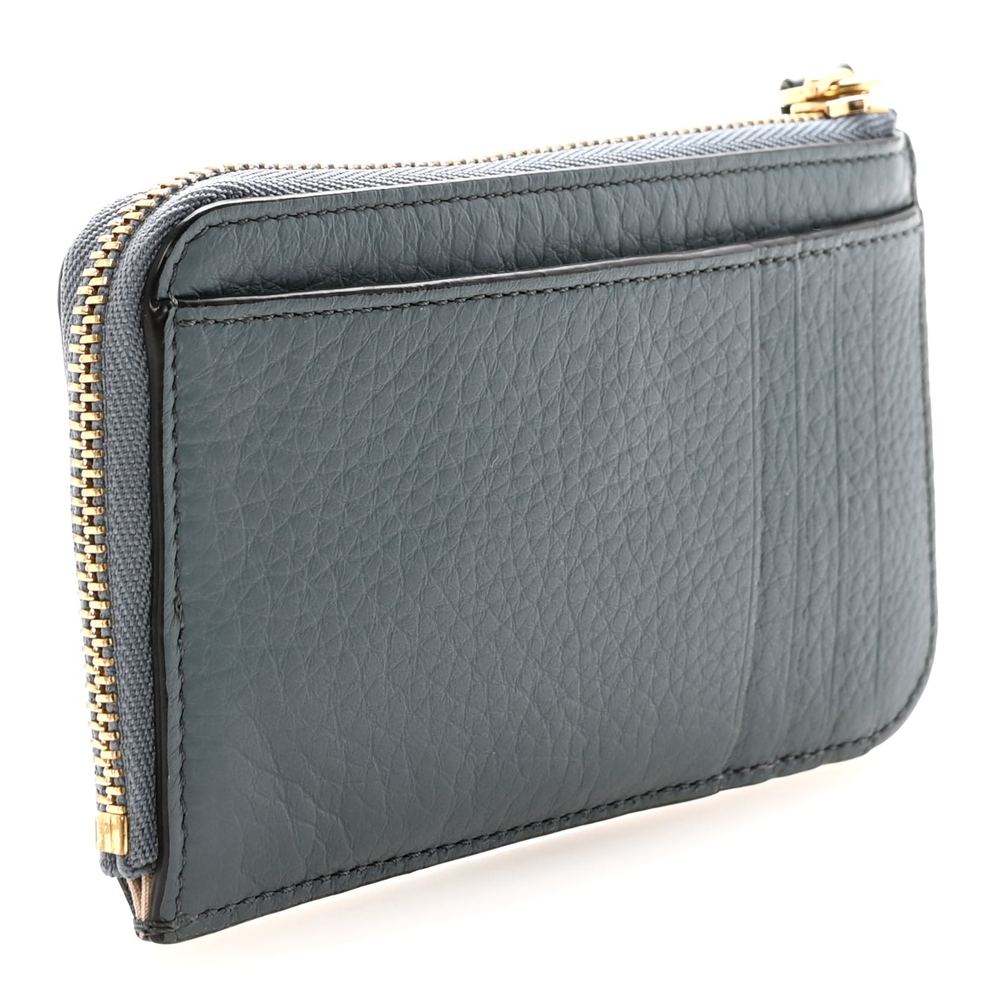 Grained Calfskin Alphabet Zip Card Holder Cloudy Blue