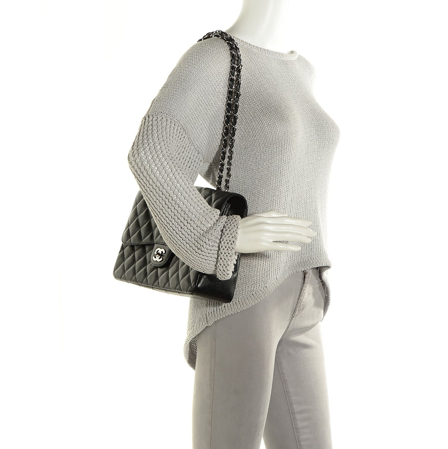 Caviar Quilted Jumbo Single Flap Black